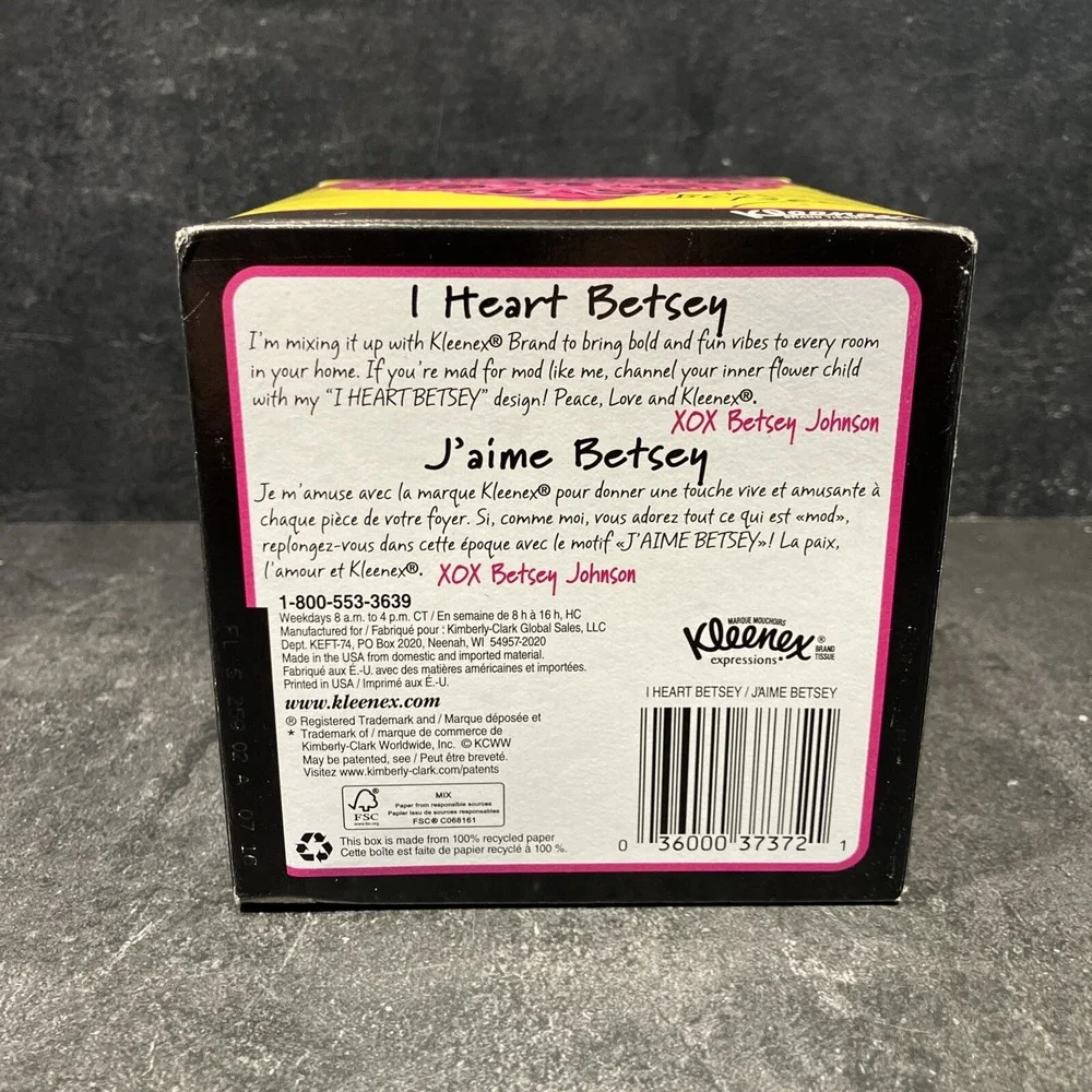 Betsey Johnson I HEART BETSEY Design Kleenex Expressions Ltd Edition NOS 2015